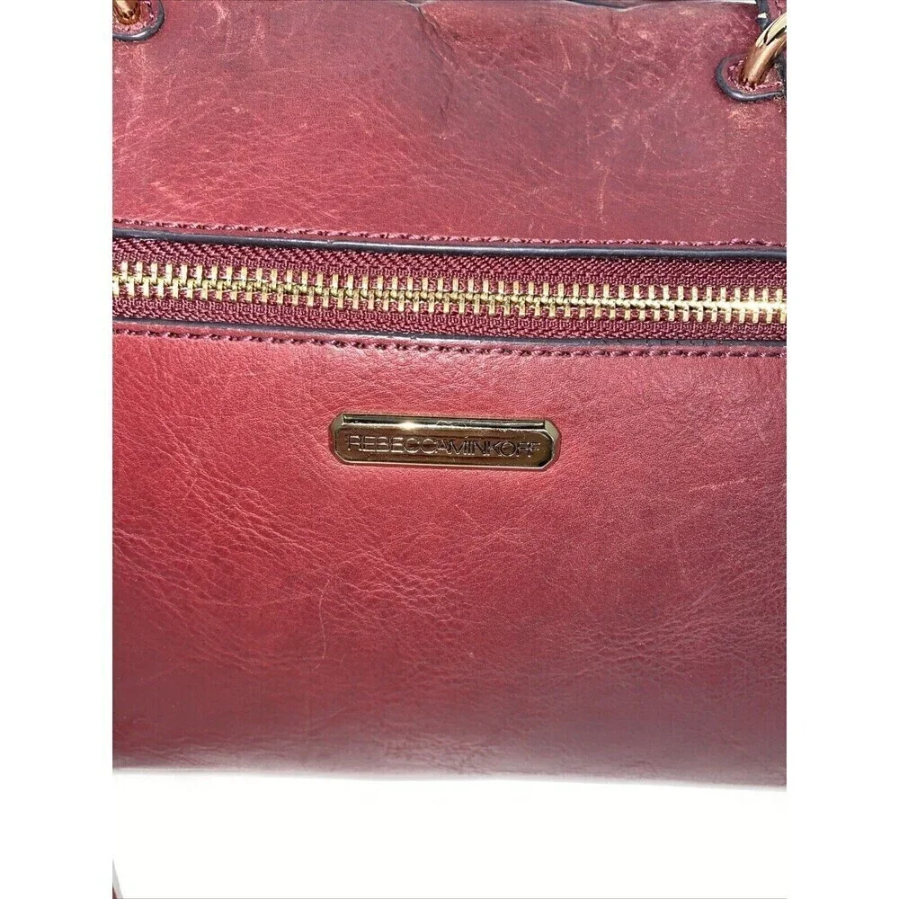 REBECCA MINKOFF Leather Satchel Tote Purse Double Handles Fringe Zippers